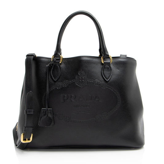 Prada Glace Calf Logo Tote