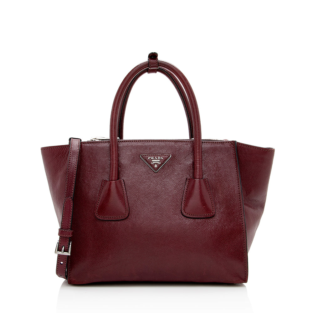Prada Glace Calf Twin Pocket Tote (SHF-16658)