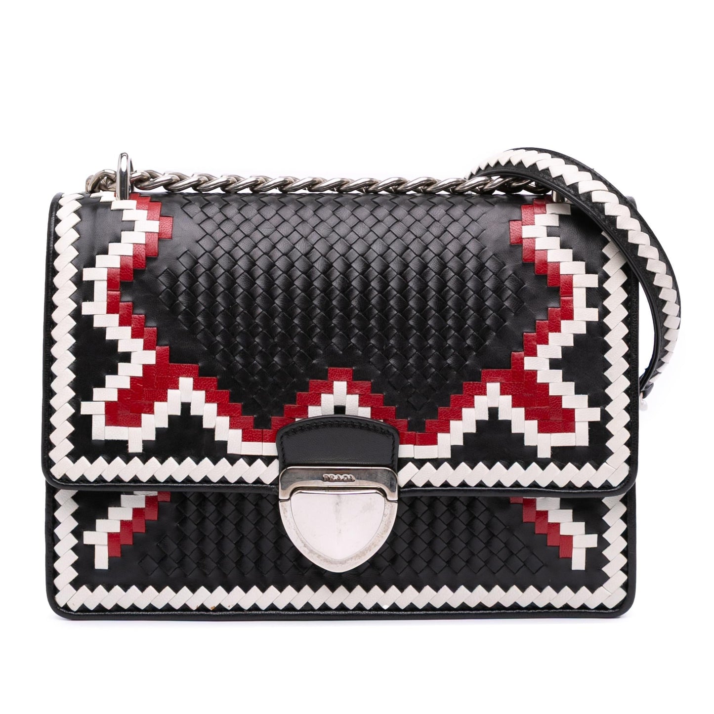 Prada Goatskin Woven Madras Crossbody