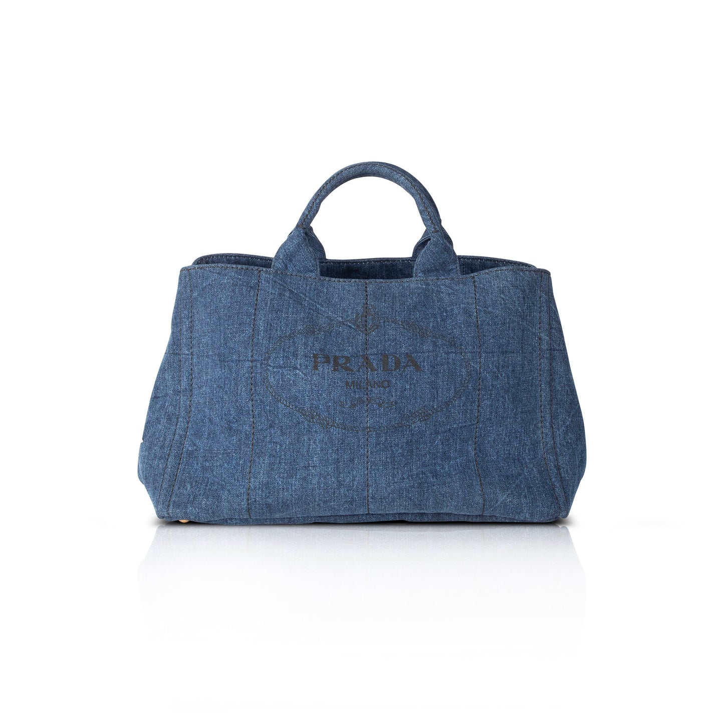 Prada Large Denim Canapa Logo Tote