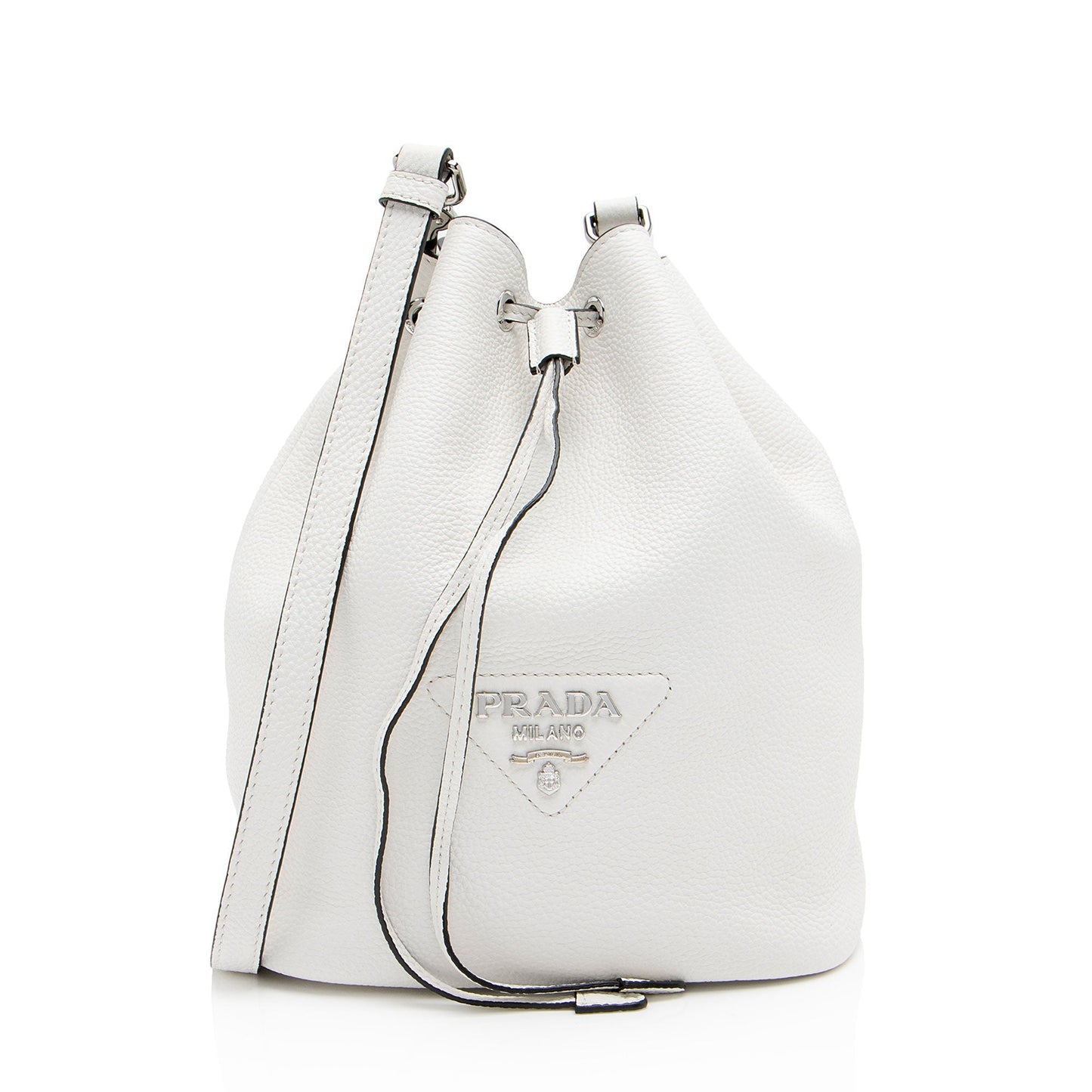 Prada Leather Drawstring Bucket Bag (SHF-N7cCZ1)
