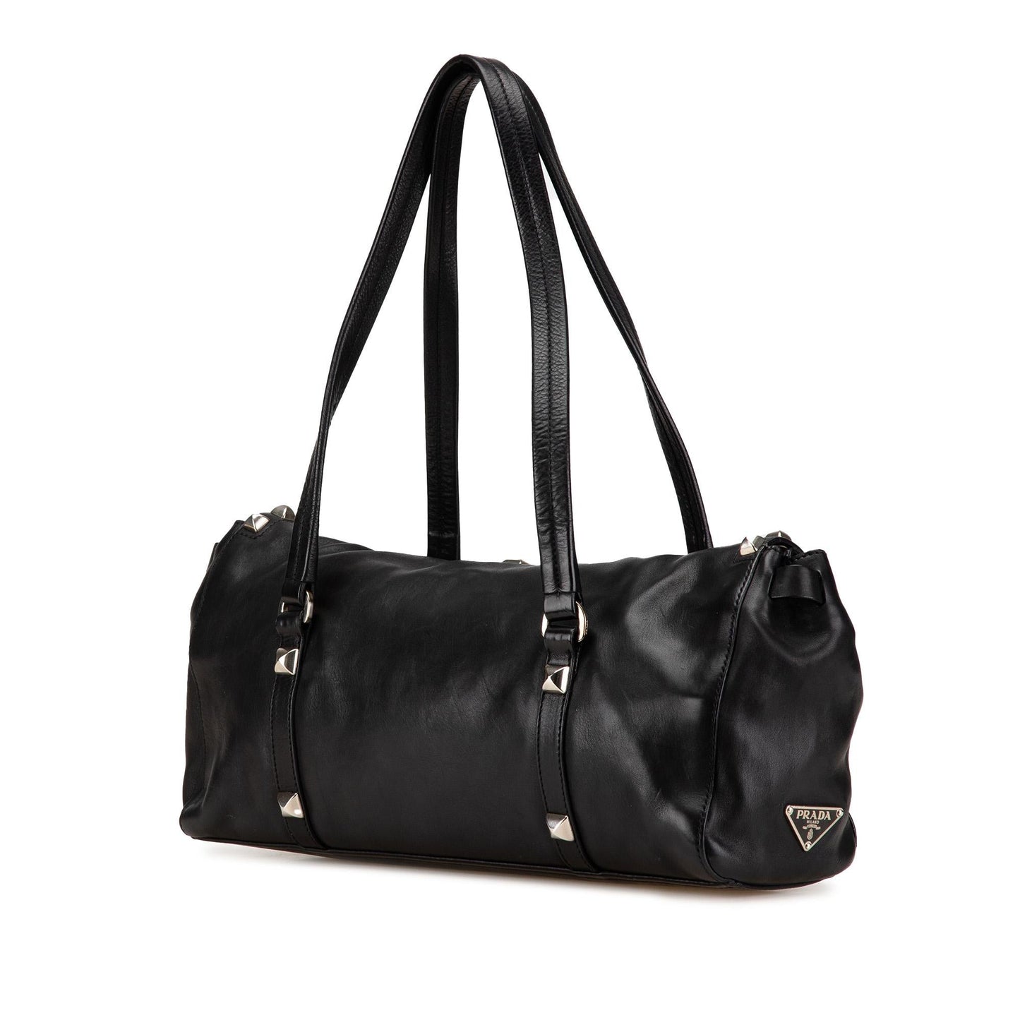 Prada Leather Studded Easy Shoulder Bag