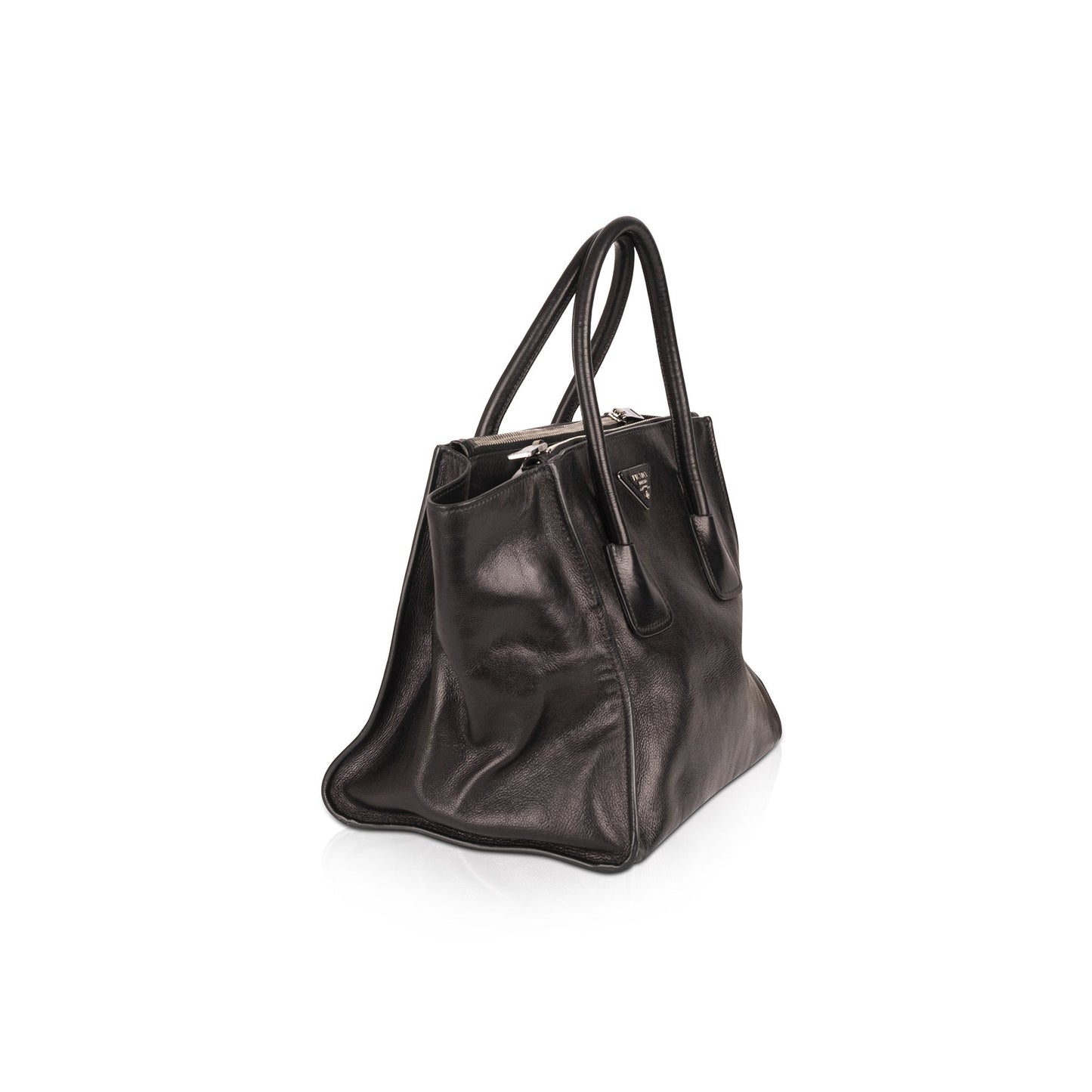 Prada Medium Black Glace Calf Twin Pocket Tote