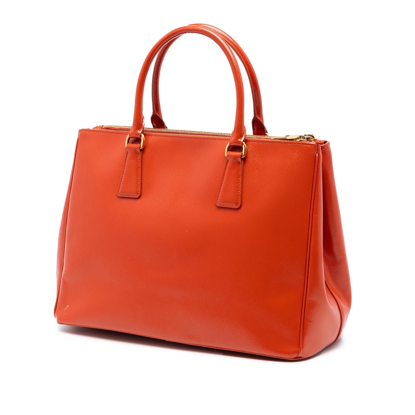 Prada Medium Saffiano Vernice Galleria Double Zip Satchel