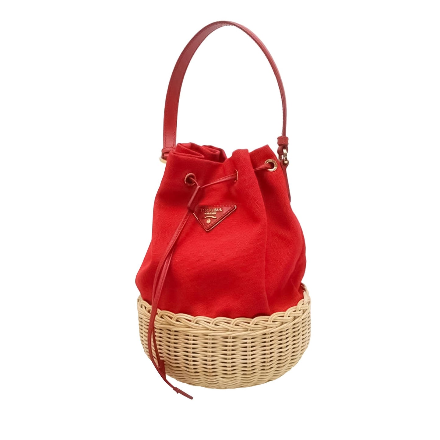 Prada Midollino and Canapa Bucket Bag (SHG-X6KYW2)