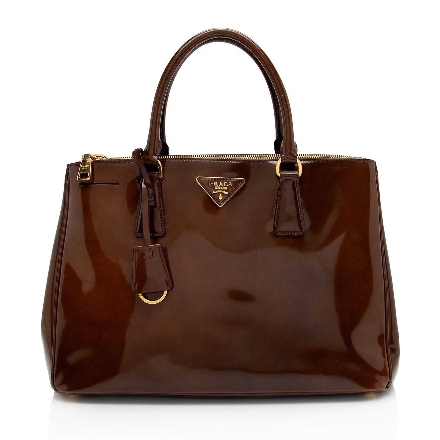 Prada Patent Leather Double Zip Medium Tote (SHF-IcFxTz)