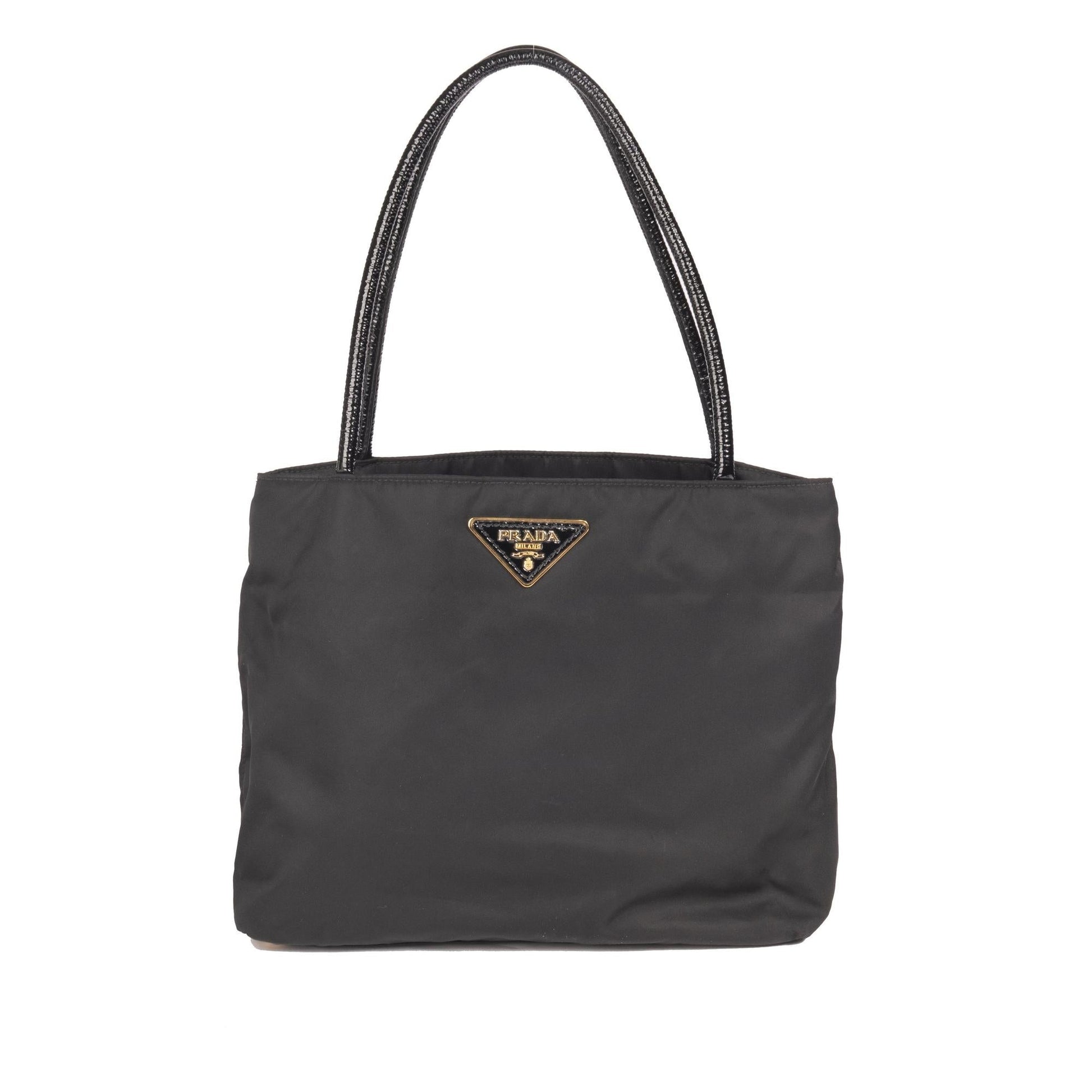 Prada Patent Leather Trimmed Tessuto Nylon Tote