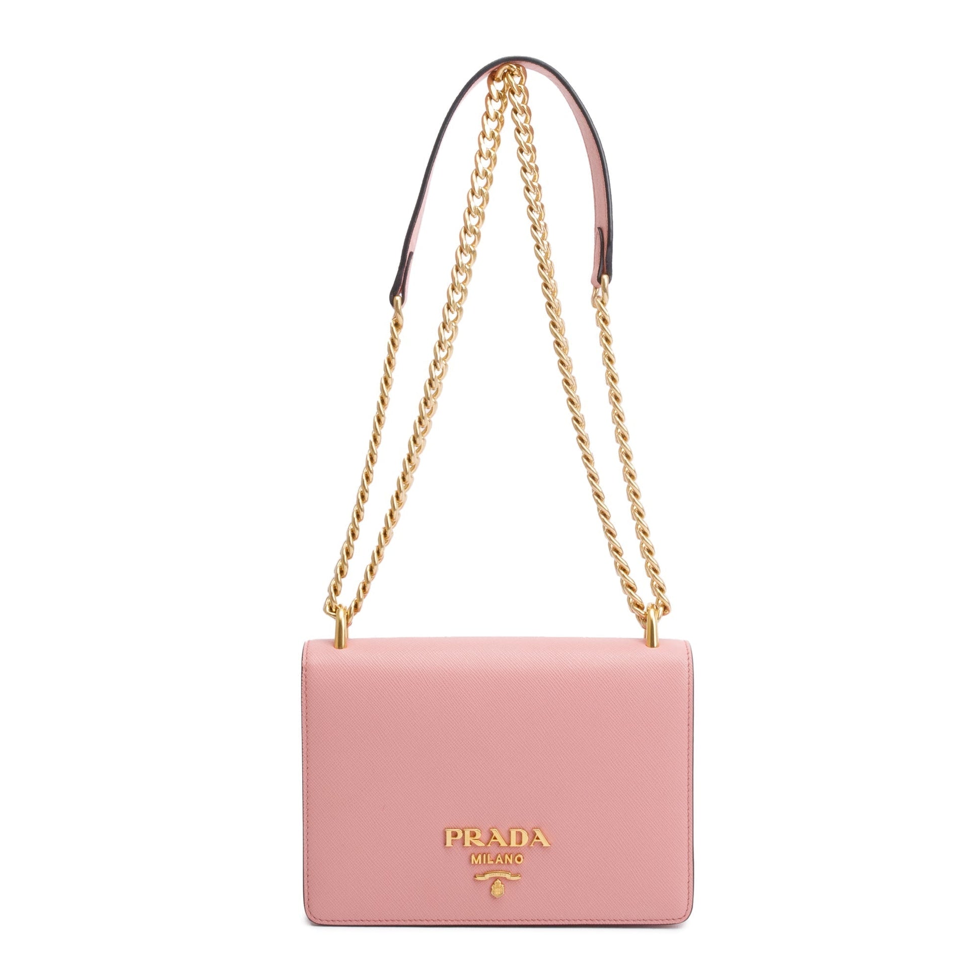Prada Pink Saffiano Lux Chain Shoulder Bag