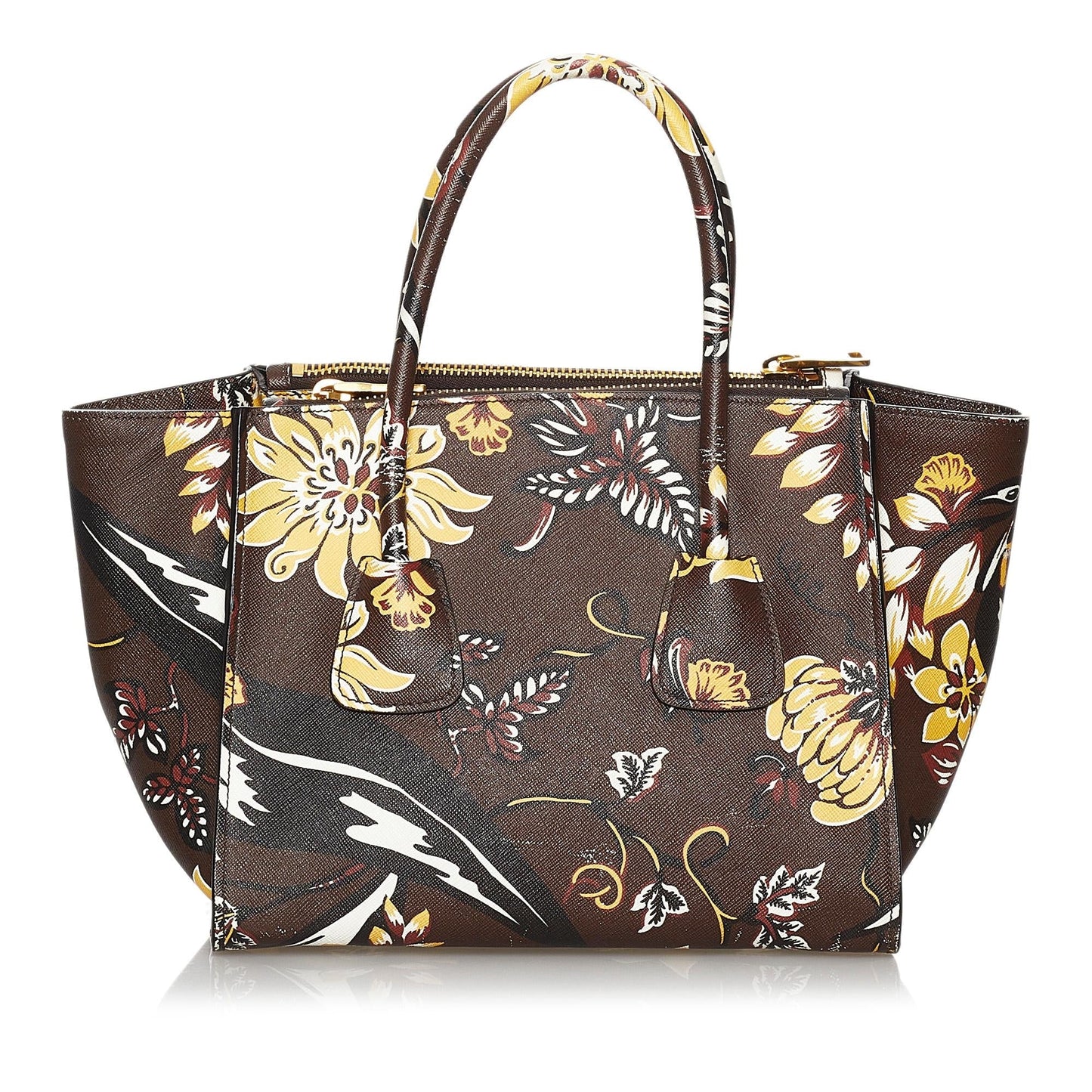 Prada Printed City Calf Double Zip Satchel (SHG-29826)