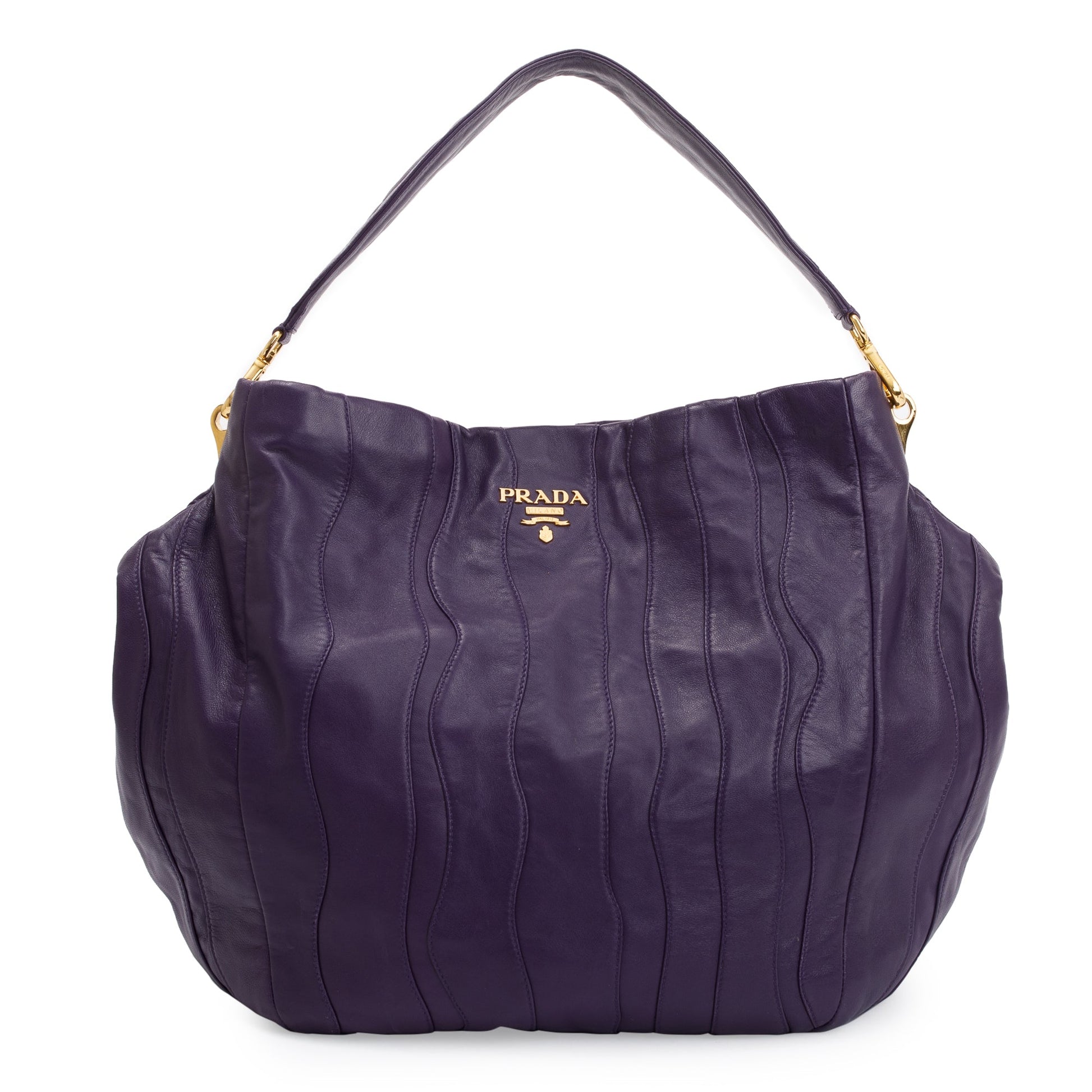 Prada Purple Nappa Stripes Leather Shoulder Bag