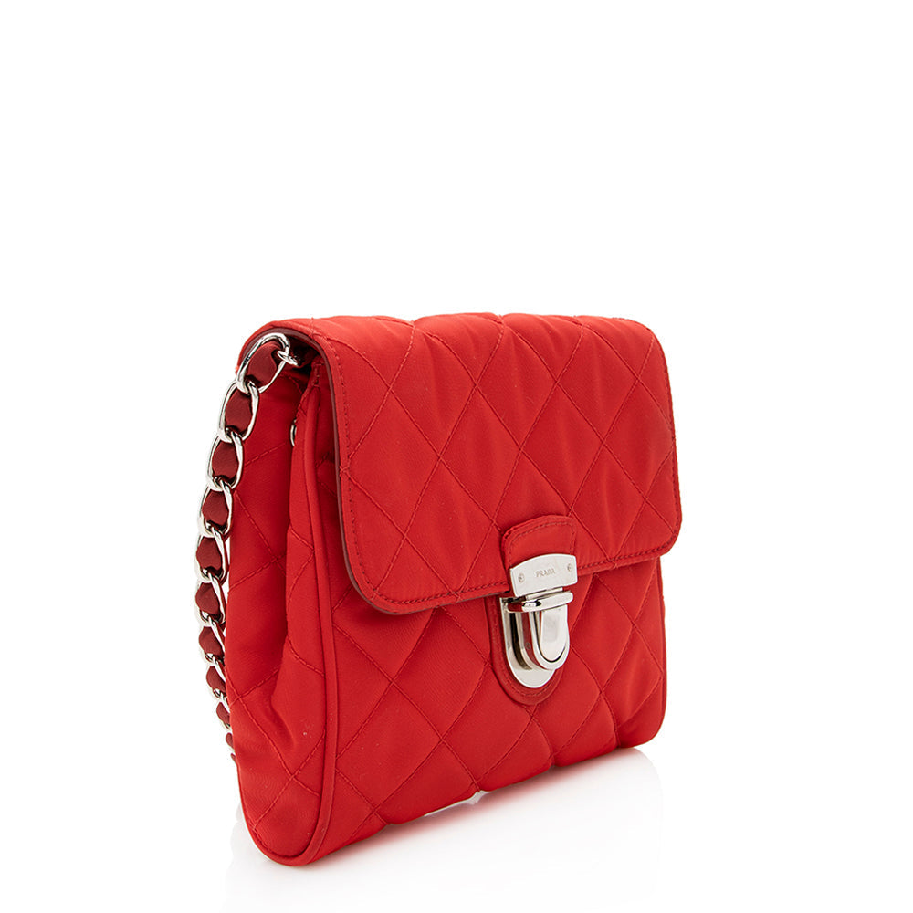 Prada Quilted Tessuto Chain Crossbody Bag (SHF-19678)
