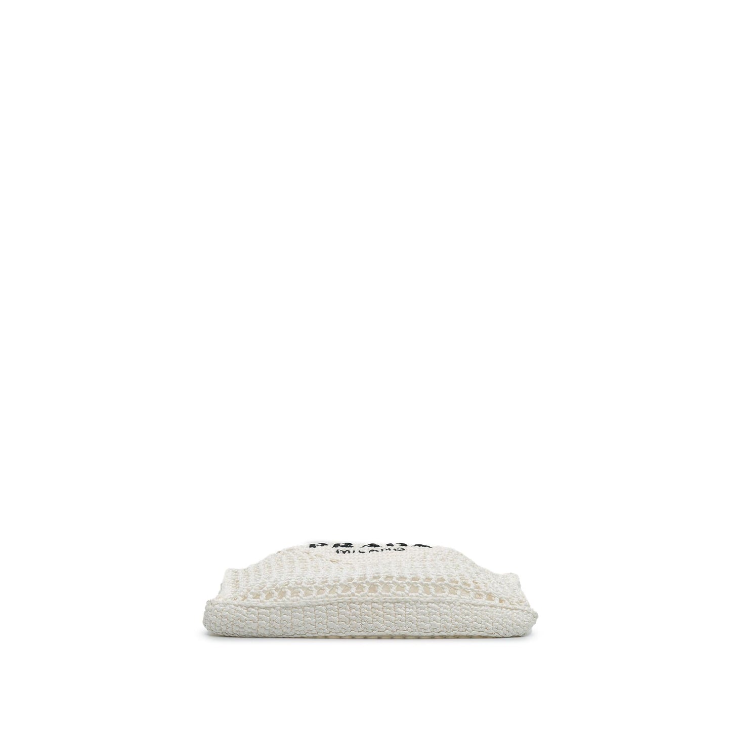 Prada Raffia Effect Crochet Logo Embroidered Tote