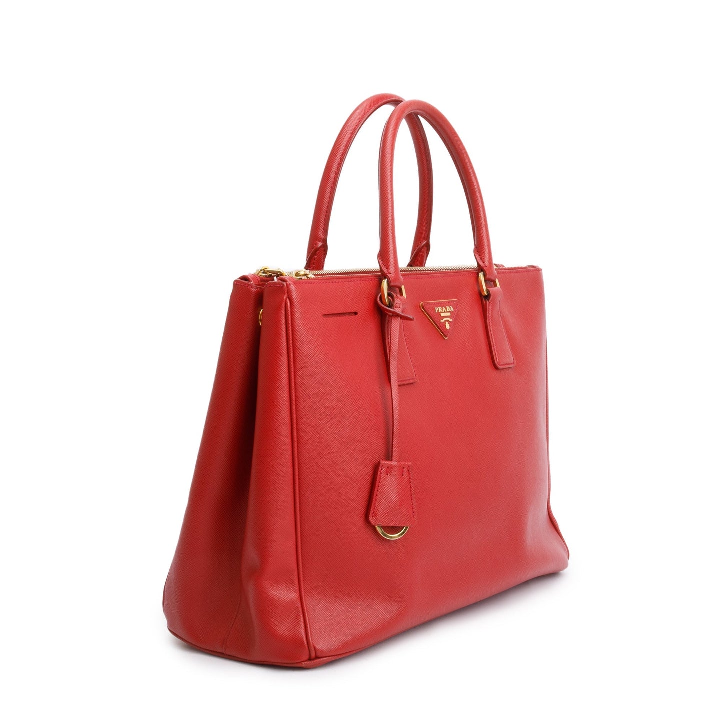 Prada Red Saffiano Lux Large Double Zip Galleria Tote