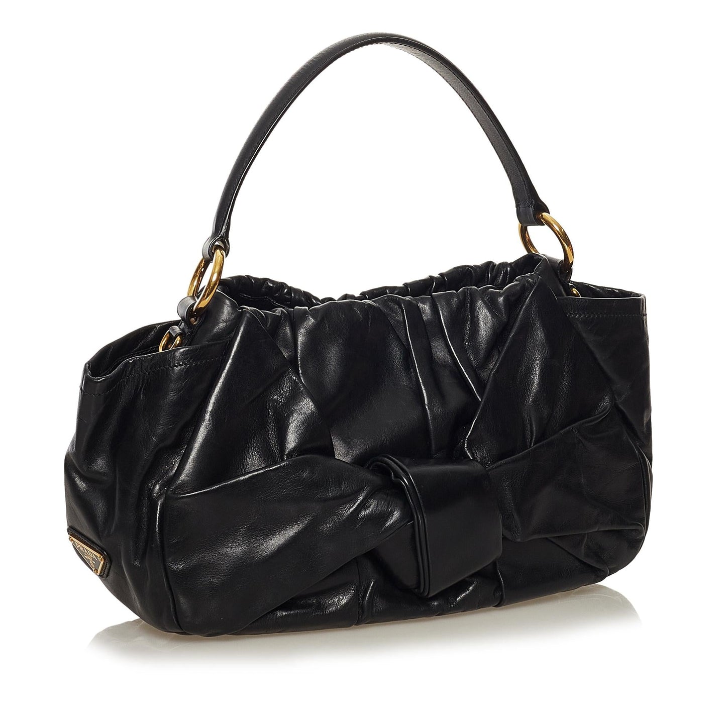 Prada Ruffled Leather Handbag (SHG-34208)