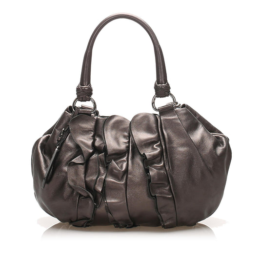 Prada Ruffled Leather Tote Bag ( )