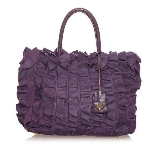 Prada Ruffled Tessuto Tote Bag (SHG-27502)