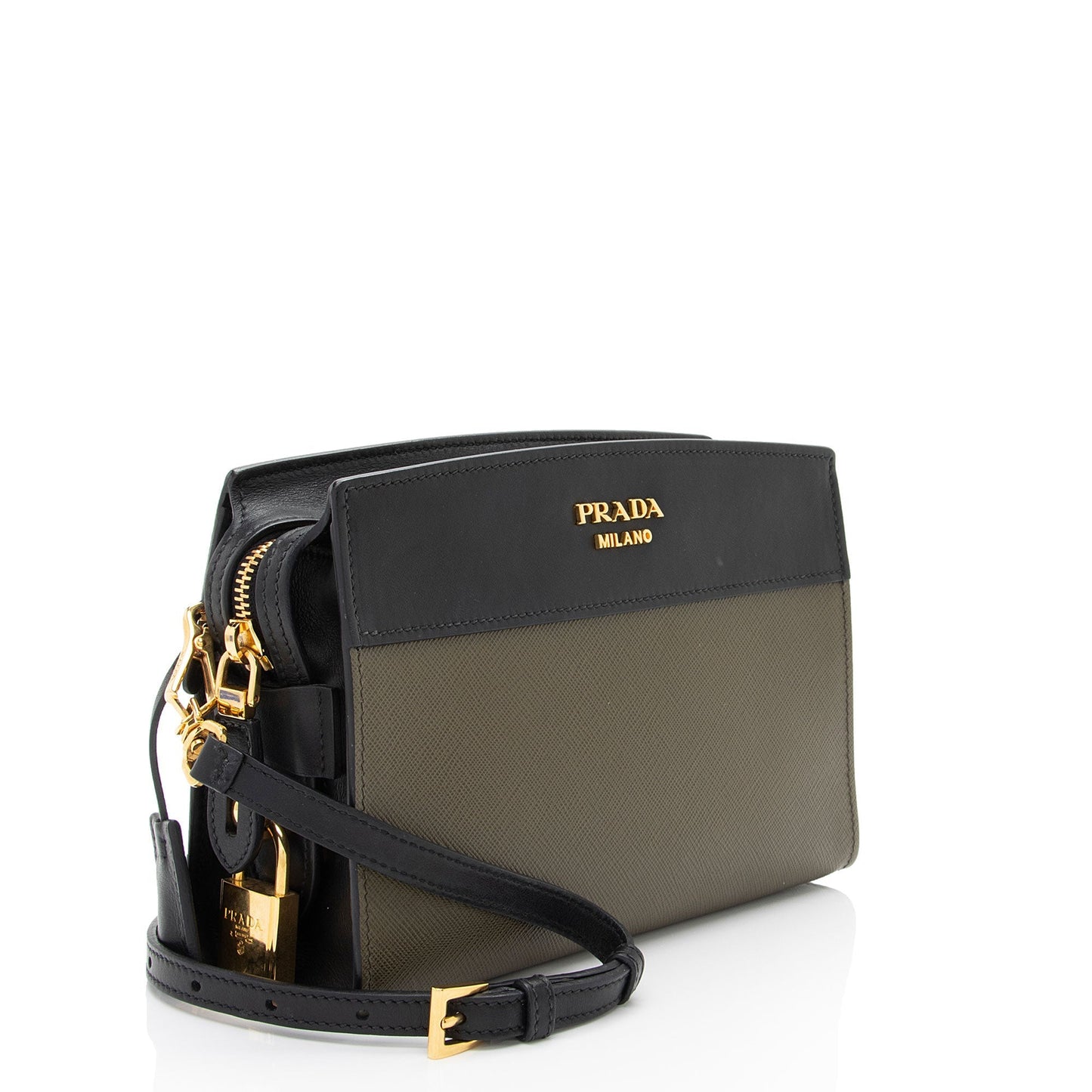 Prada Saffiano City Calf Esplanade Crossbody (SHF-LsE1k2)