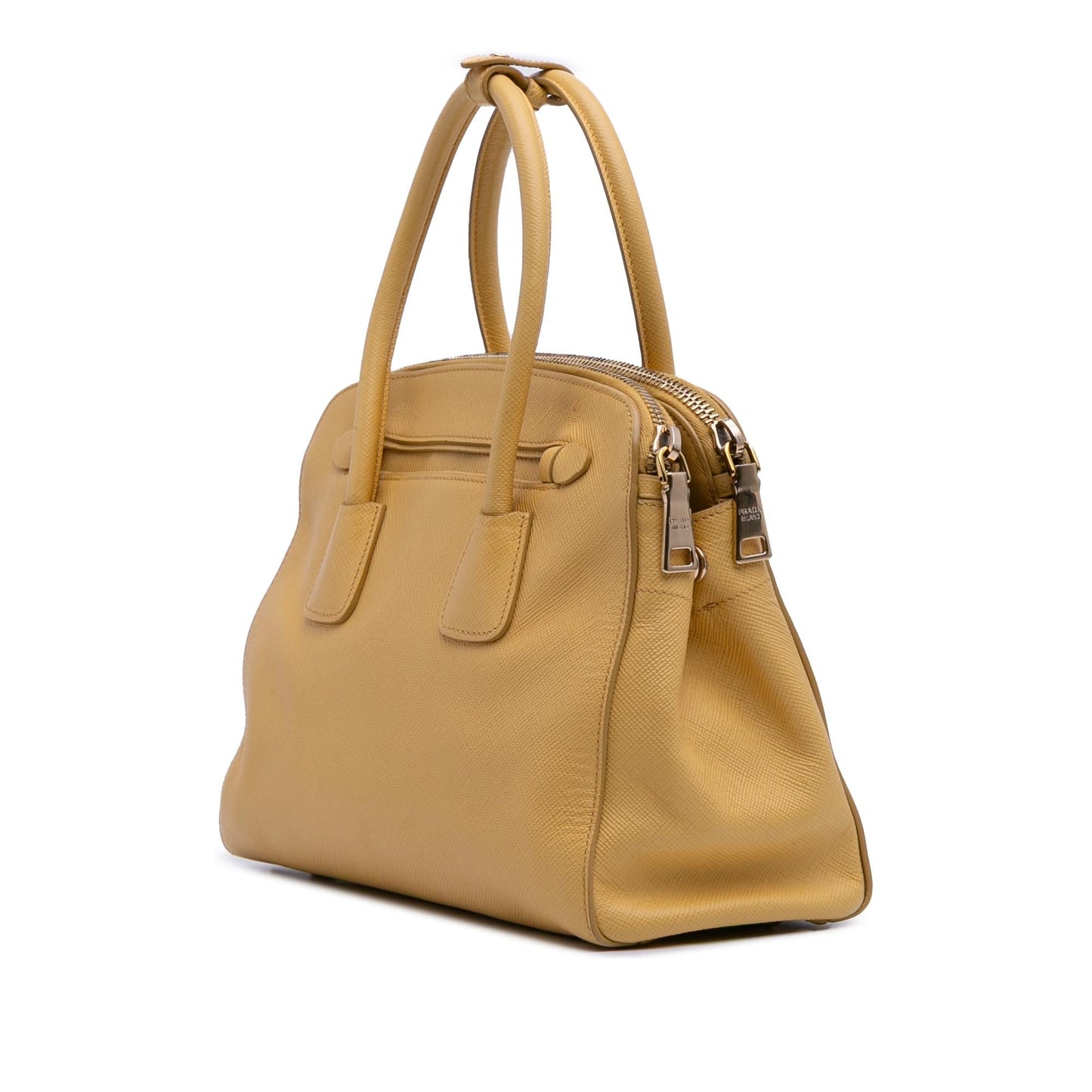Prada Saffiano Cuir Double Zip Top Handle Bag
