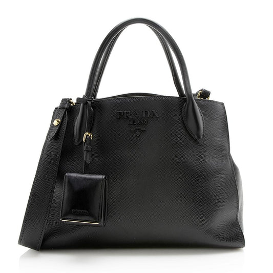 Prada Saffiano Cuir Leather Monochrome Medium Tote ( )
