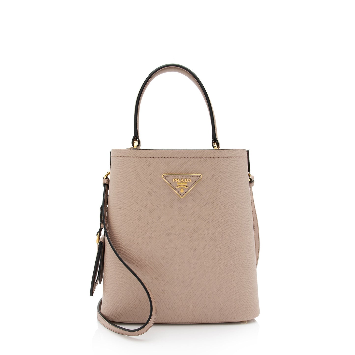 Prada Saffiano Cuir Panier Small Bucket Bag (SHF-F8BOWM)