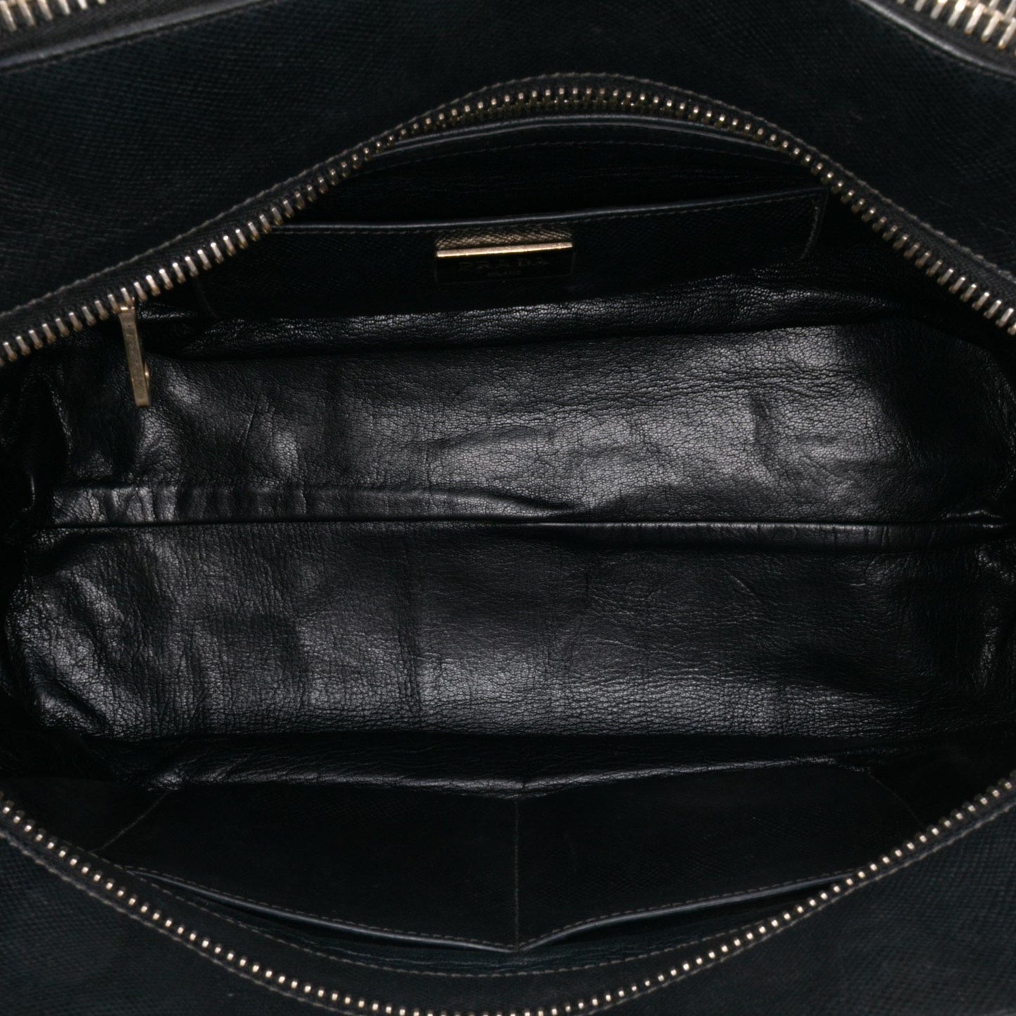 Prada Saffiano Cuir Triple Zip Dome Top Handle Bag