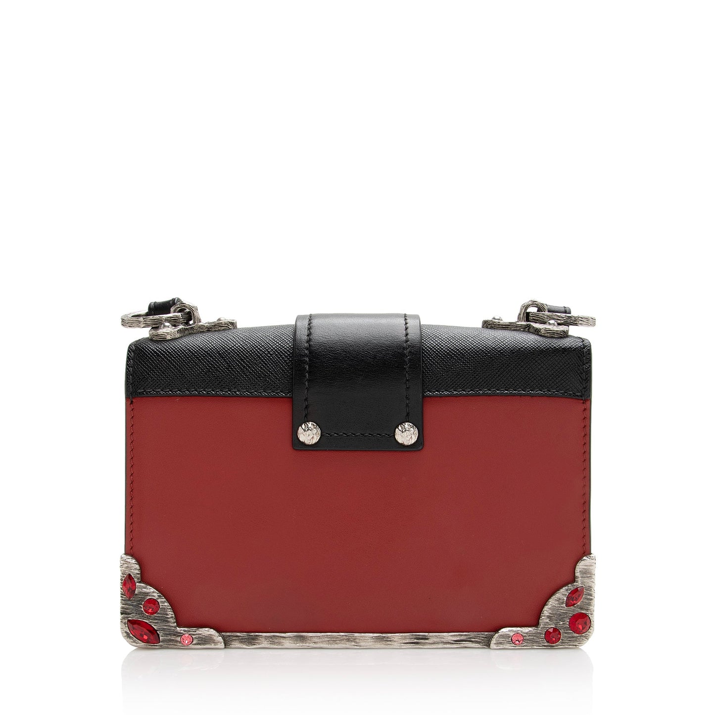 Prada Saffiano Crystal City Cahier Shoulder Bag (SHF-22657)