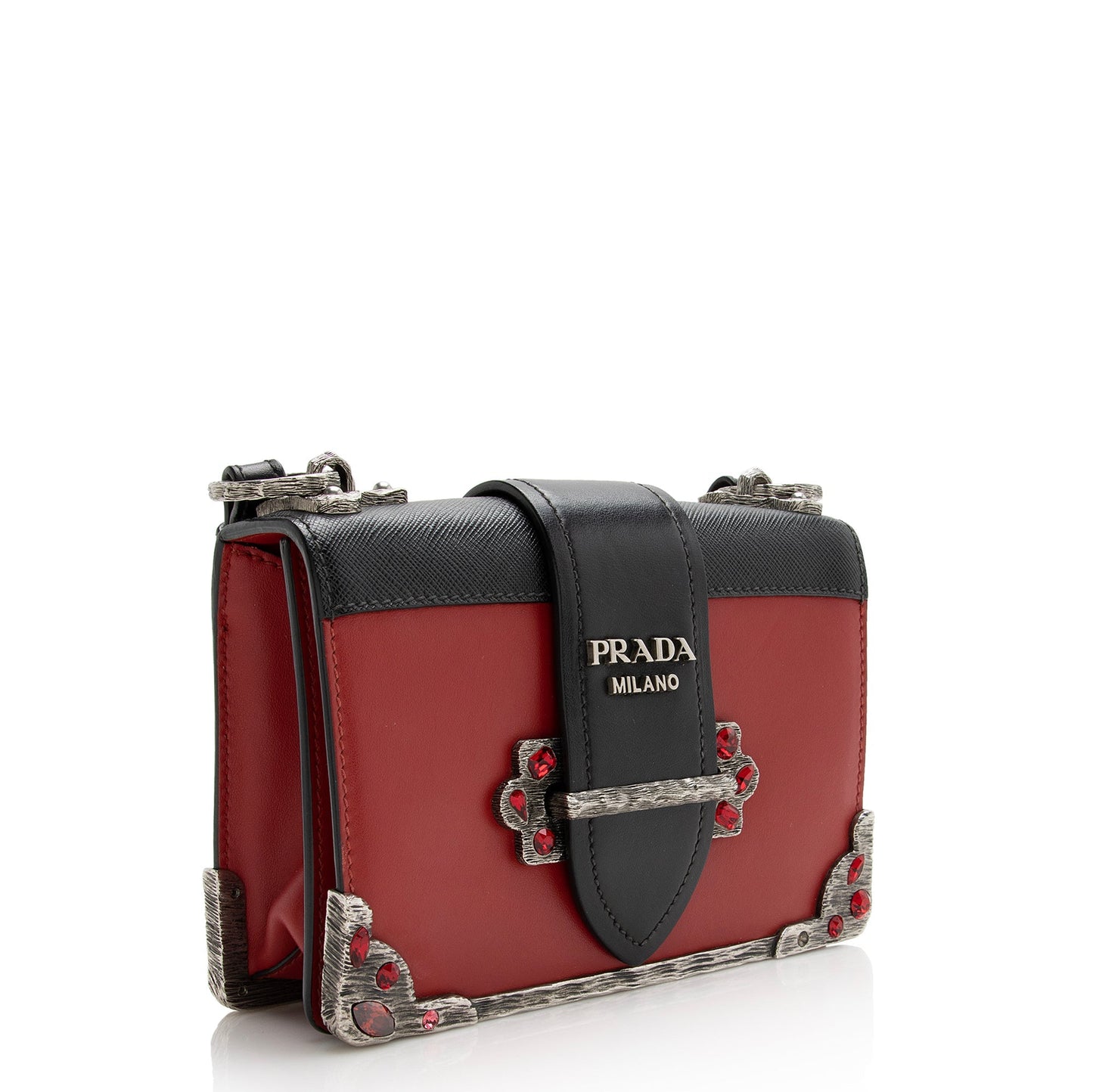 Prada Saffiano Crystal City Cahier Shoulder Bag (SHF-22657)
