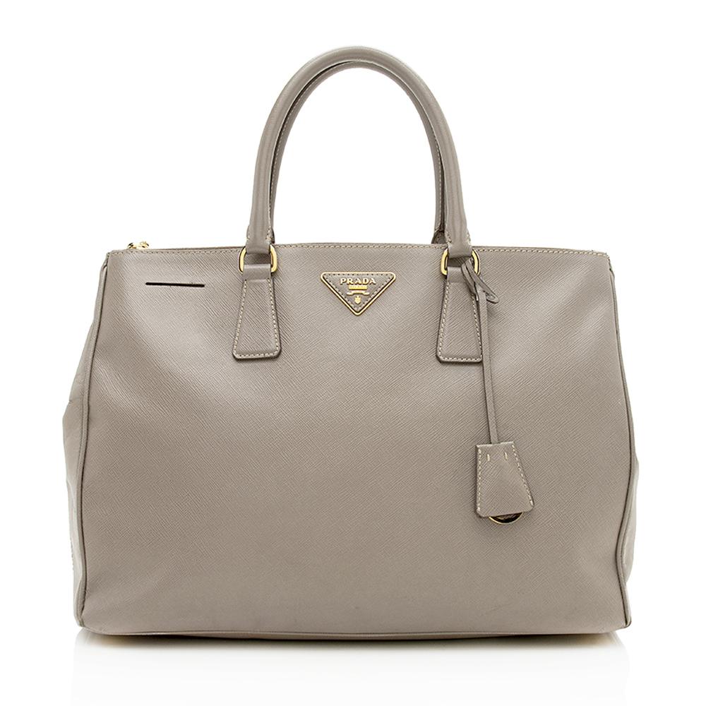Prada Saffiano Leather Lux Double-Zip Medium Tote ( )