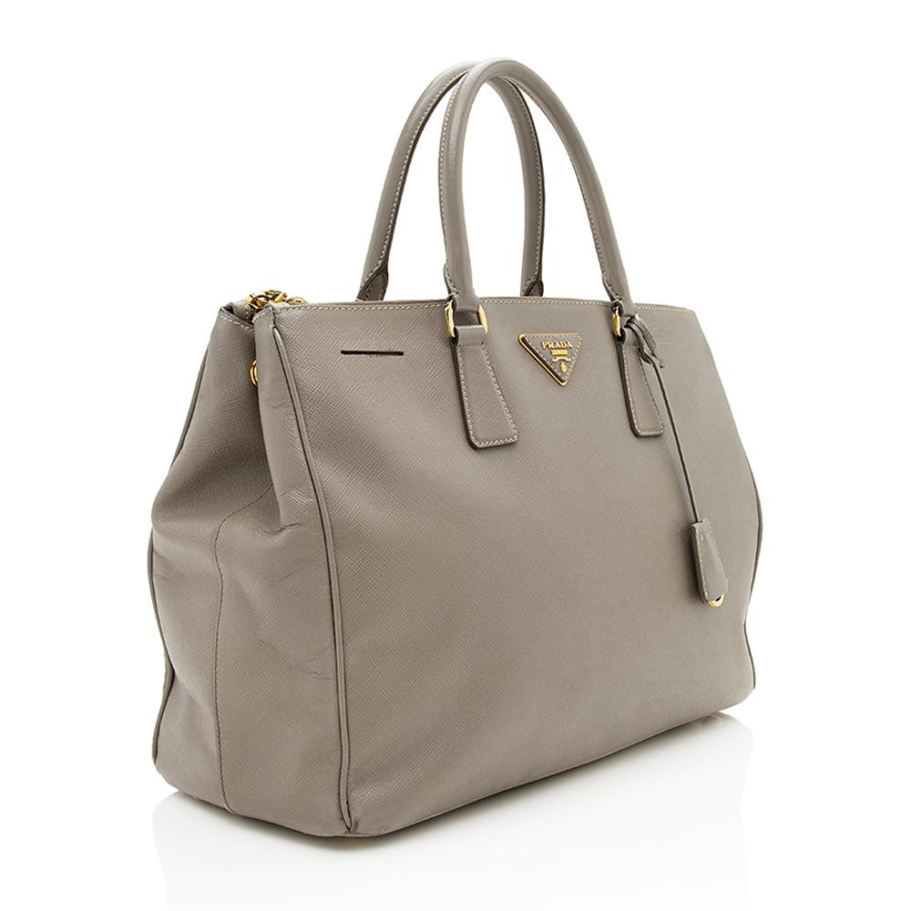 Prada Saffiano Leather Lux Double-Zip Medium Tote ( )