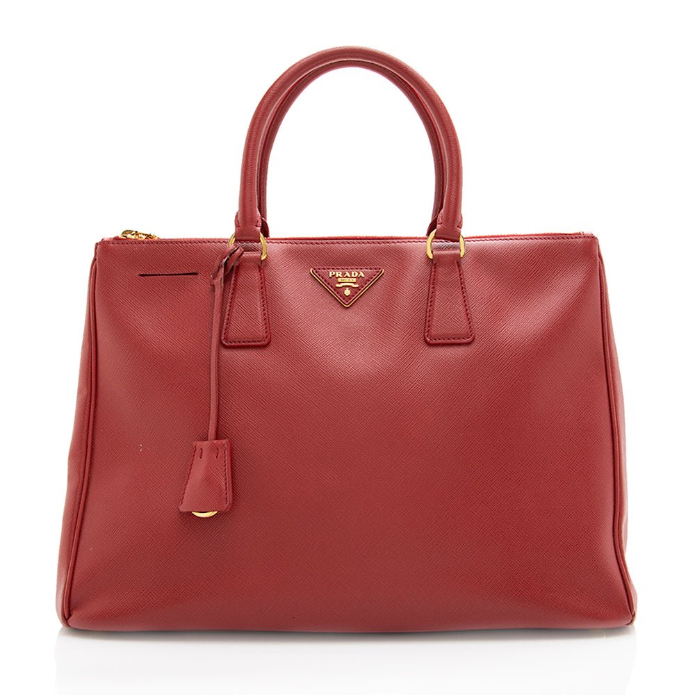 Prada Saffiano Leather Lux Double-Zip Medium Tote - FINAL (SHF-18141)