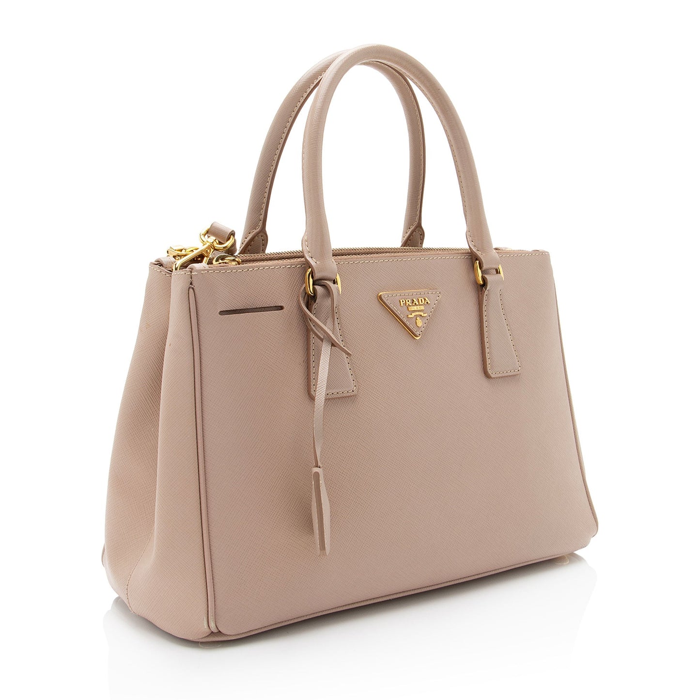 Prada Saffiano Lux Double Zip Small Tote (SHF-dNInWm)