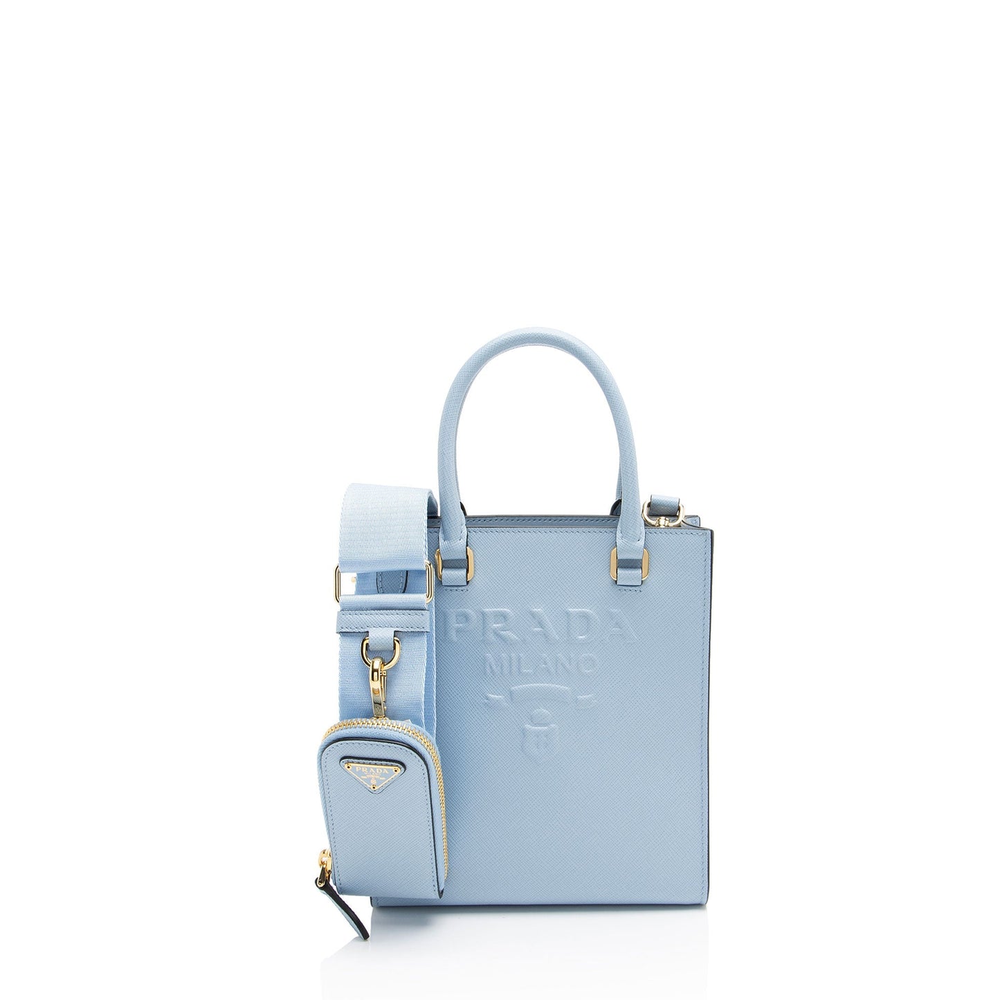 Prada Saffiano Lux Embossed Logo Small Tote