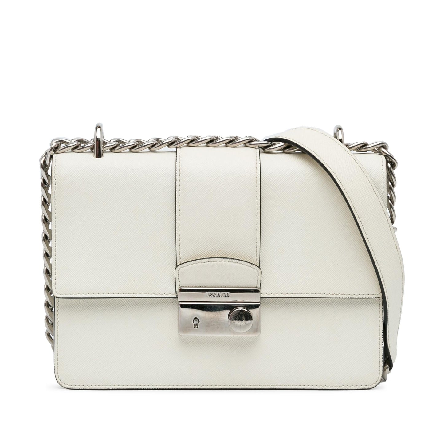 Prada Saffiano Sound Lock Chain Crossbody (SHG-ZhdTE1)