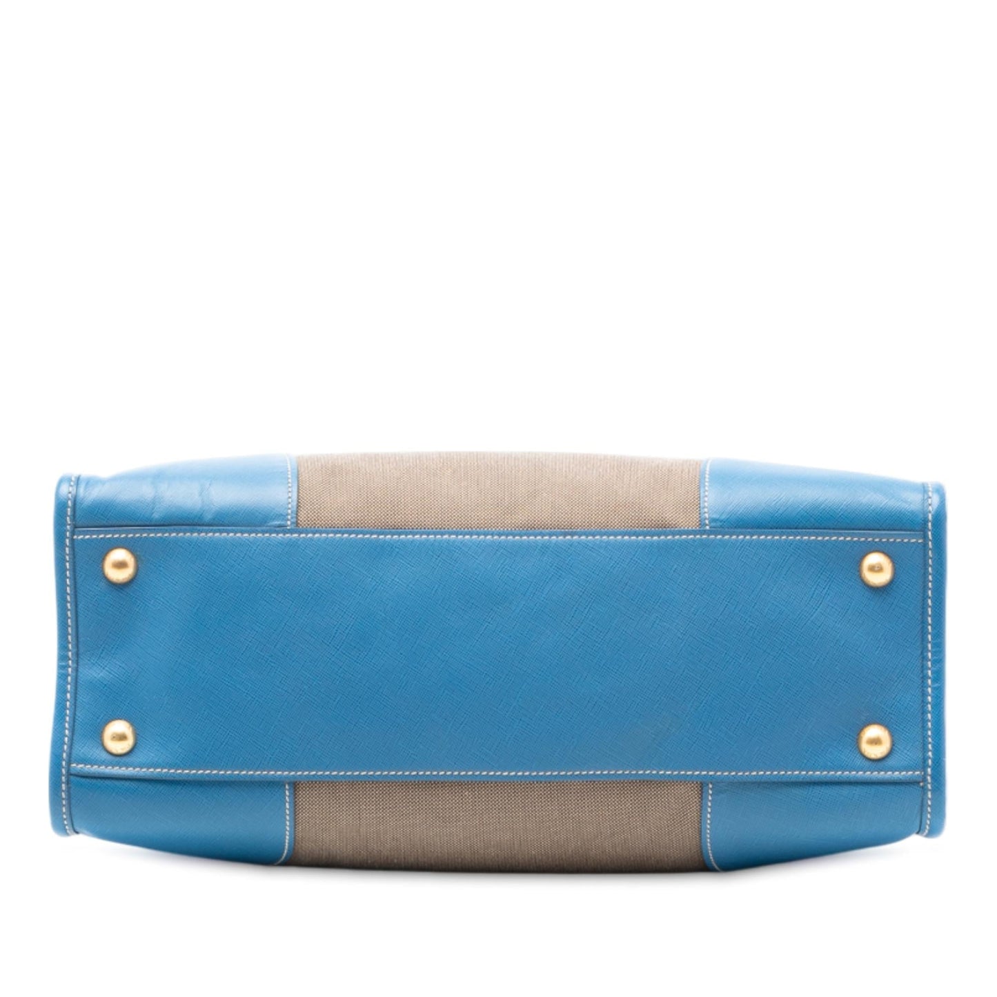 Prada Saffiano Trimmed Canvas Canapa Logo Double Zip Satchel