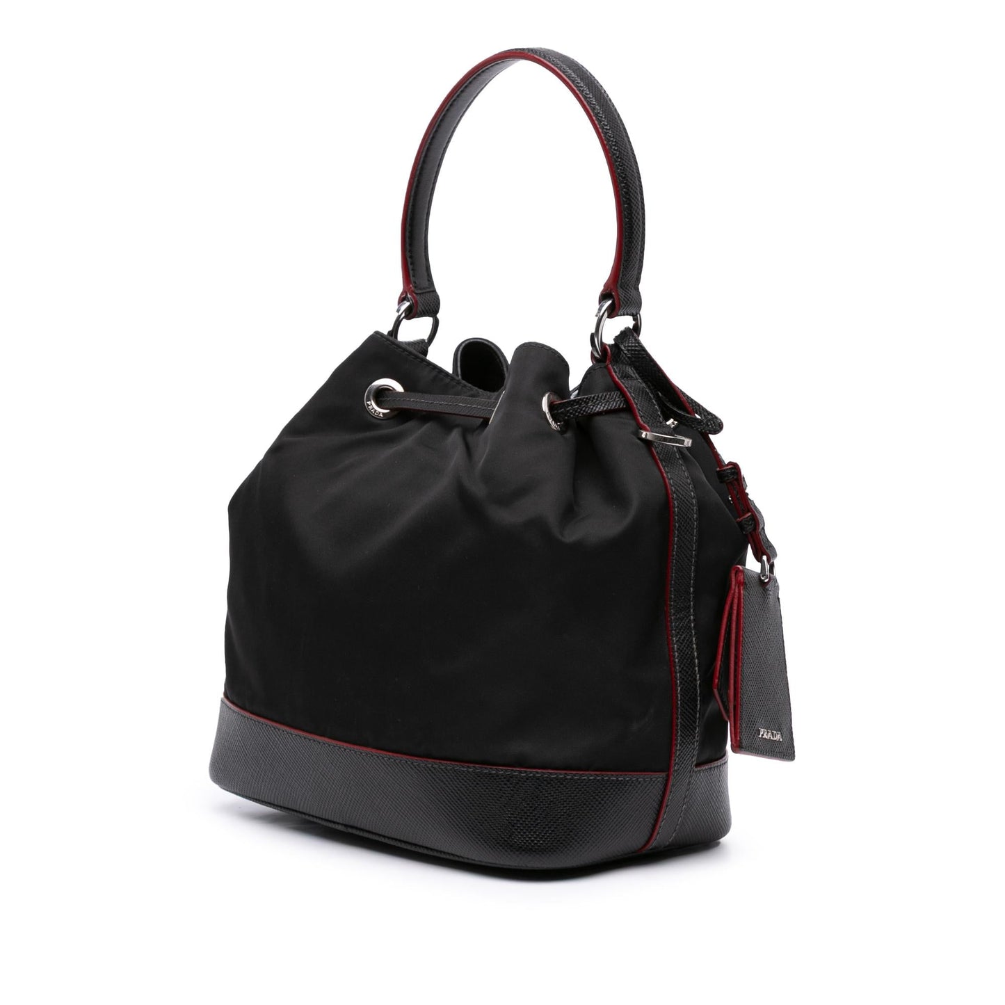 Prada Saffiano Trimmed Tessuto Bucket Bag