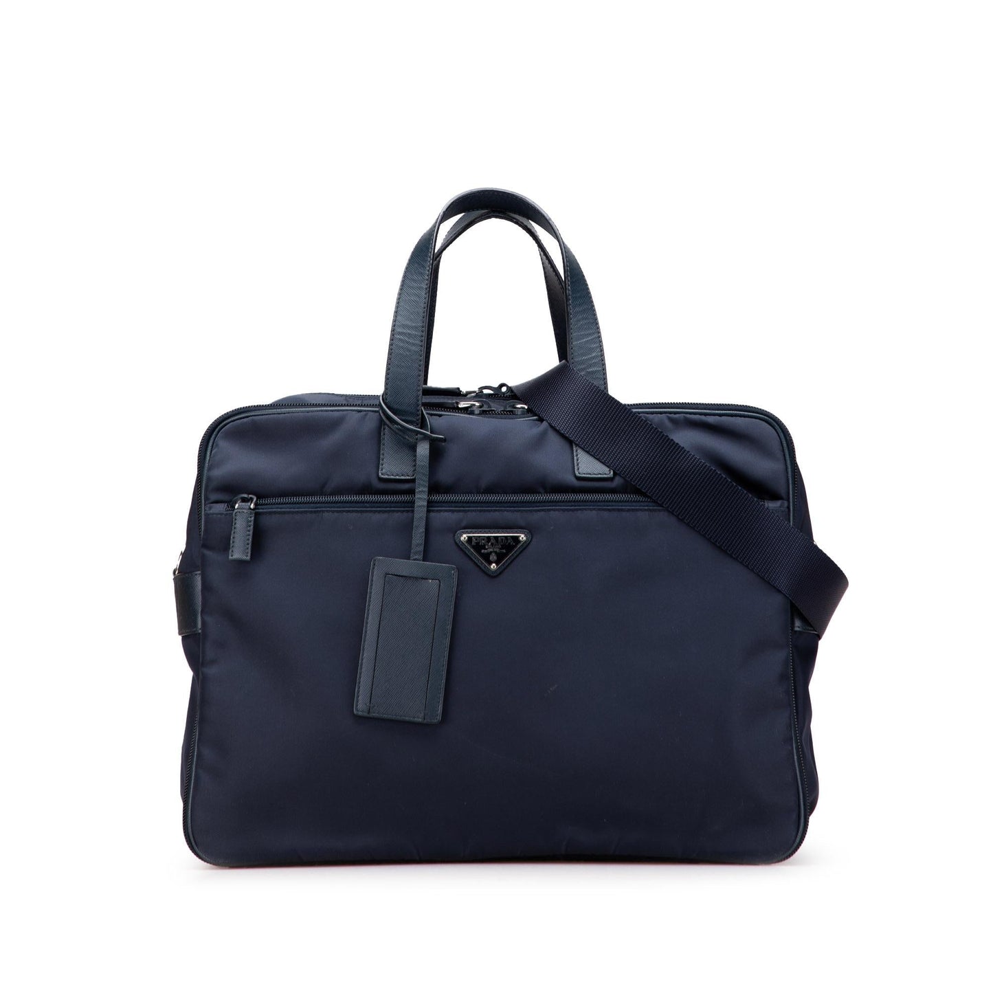 Prada Saffiano Trimmed Tessuto Business Bag