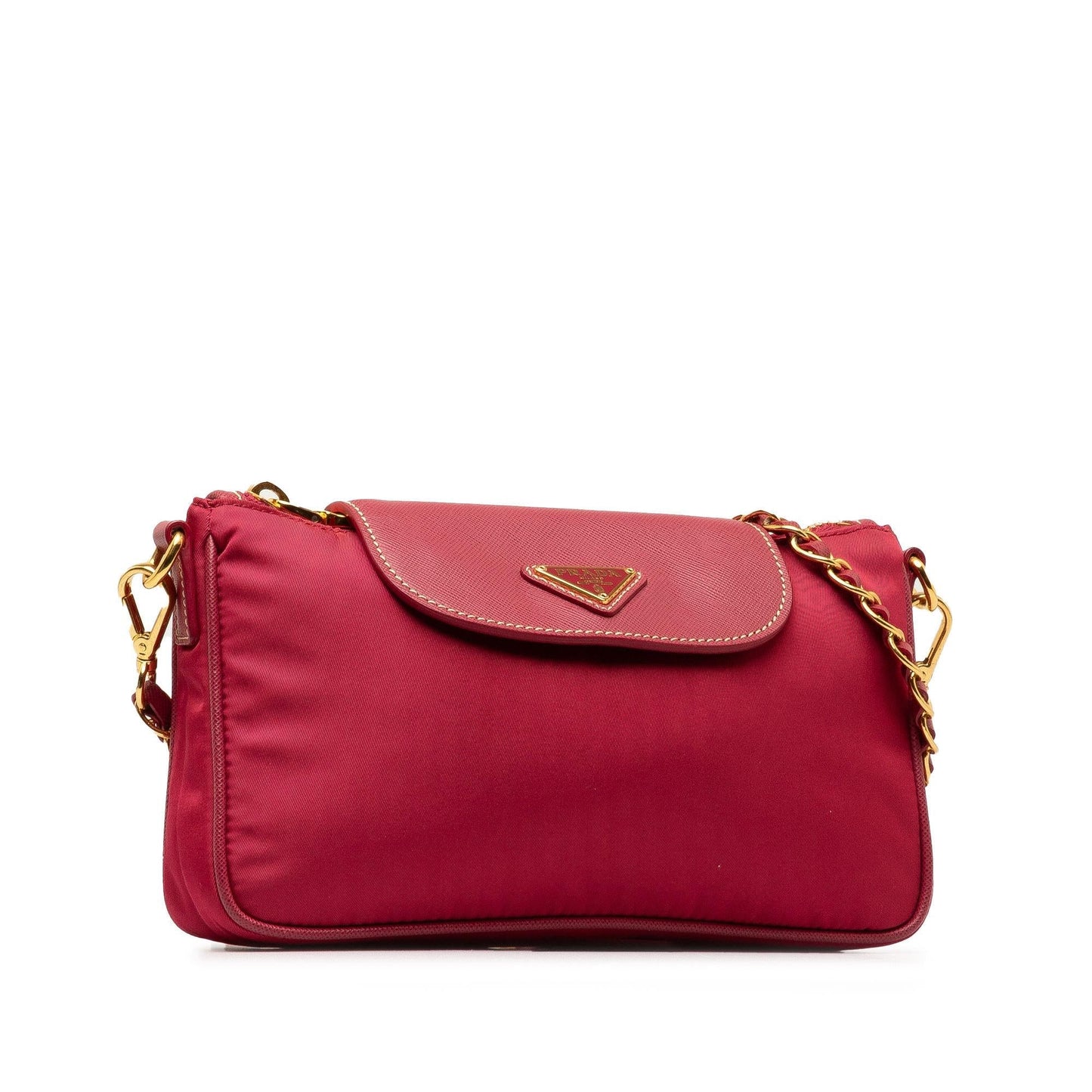 Prada Saffiano Trimmed Tessuto Chain Crossbody (SHG-oe69mh)