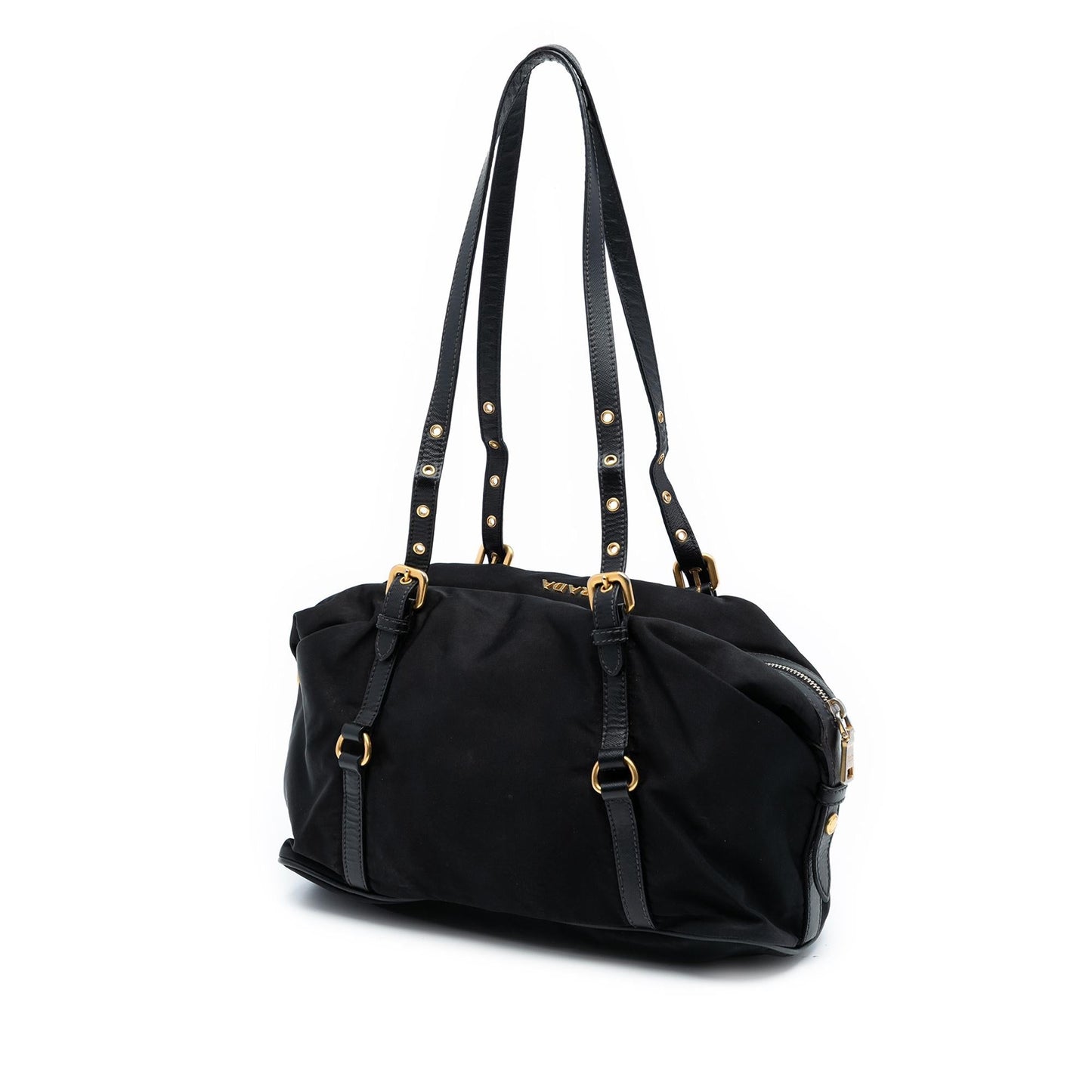 Prada Saffiano Trimmed Tessuto Logo Satchel
