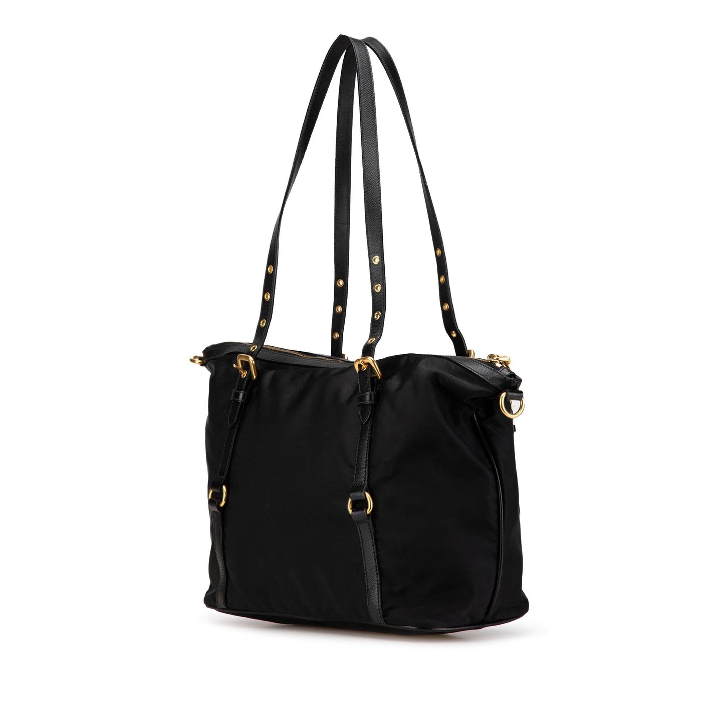 Prada Saffiano Trimmed Tessuto Logo Tote