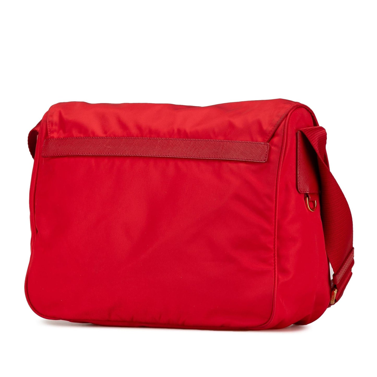 Prada Saffiano Trimmed Tessuto Zip Double Buckle Messenger Bag