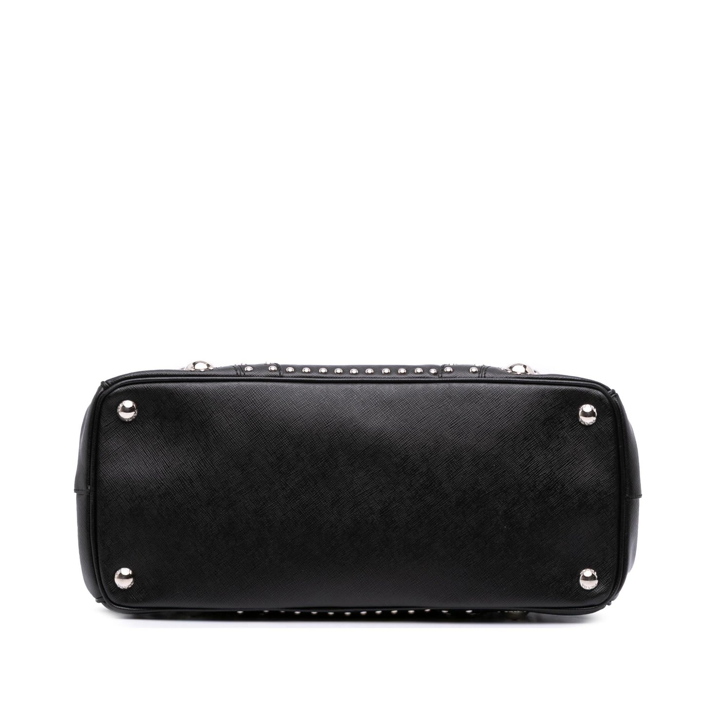 Prada Saffiano Turnlock Double Zip Studded Tote