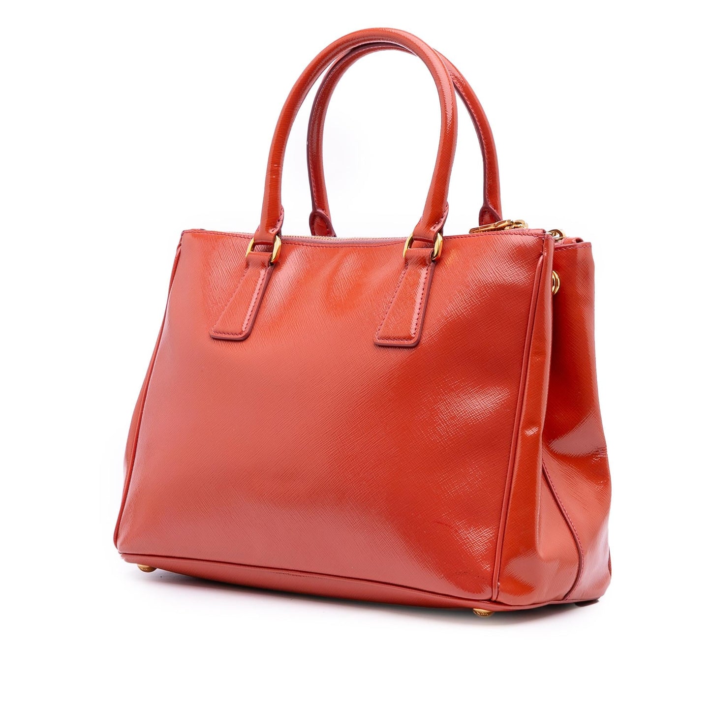 Prada Saffiano Vernice Front Pocket Galleria Double Zip Satchel
