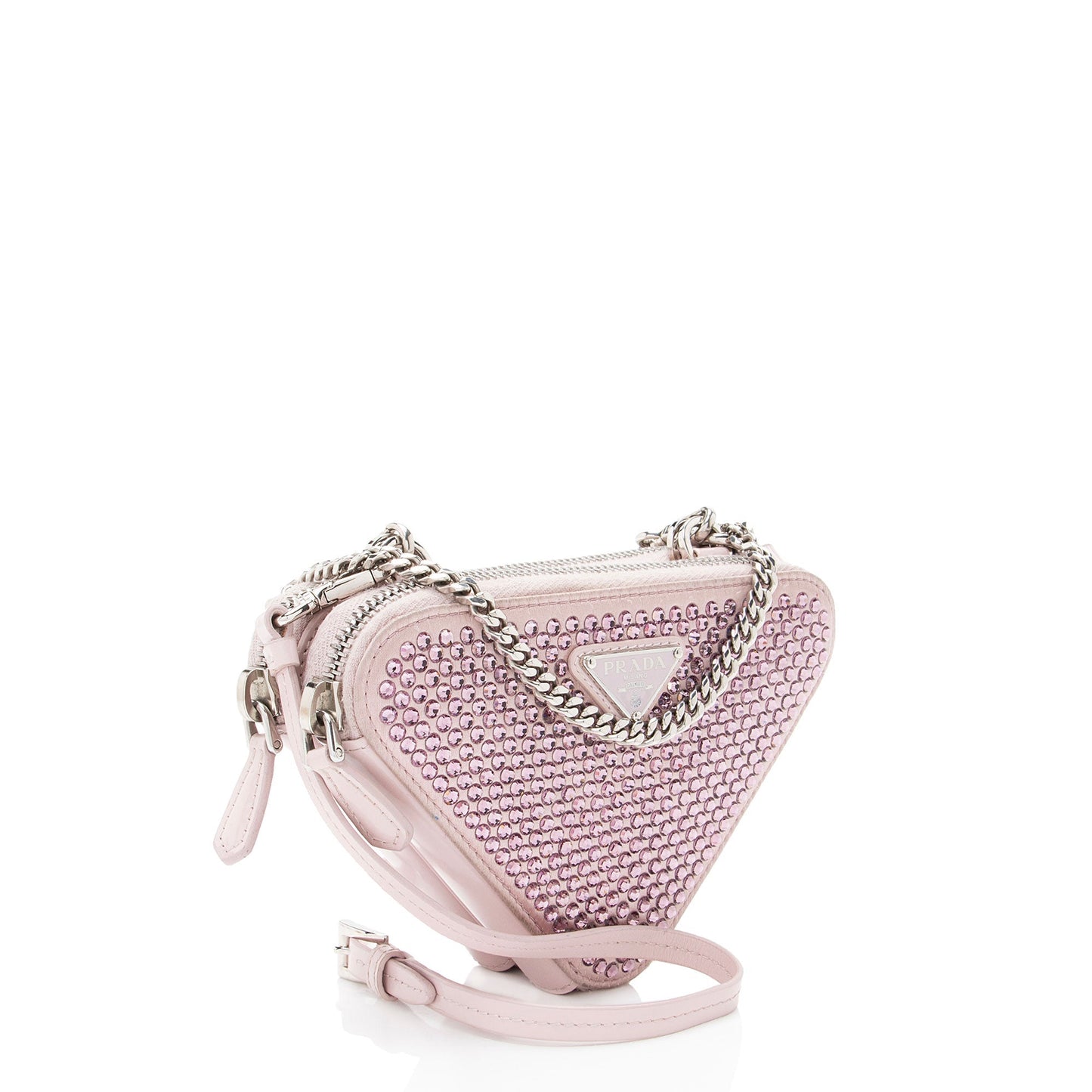 Prada Satin Crystal Triangle Mini Crossbody
