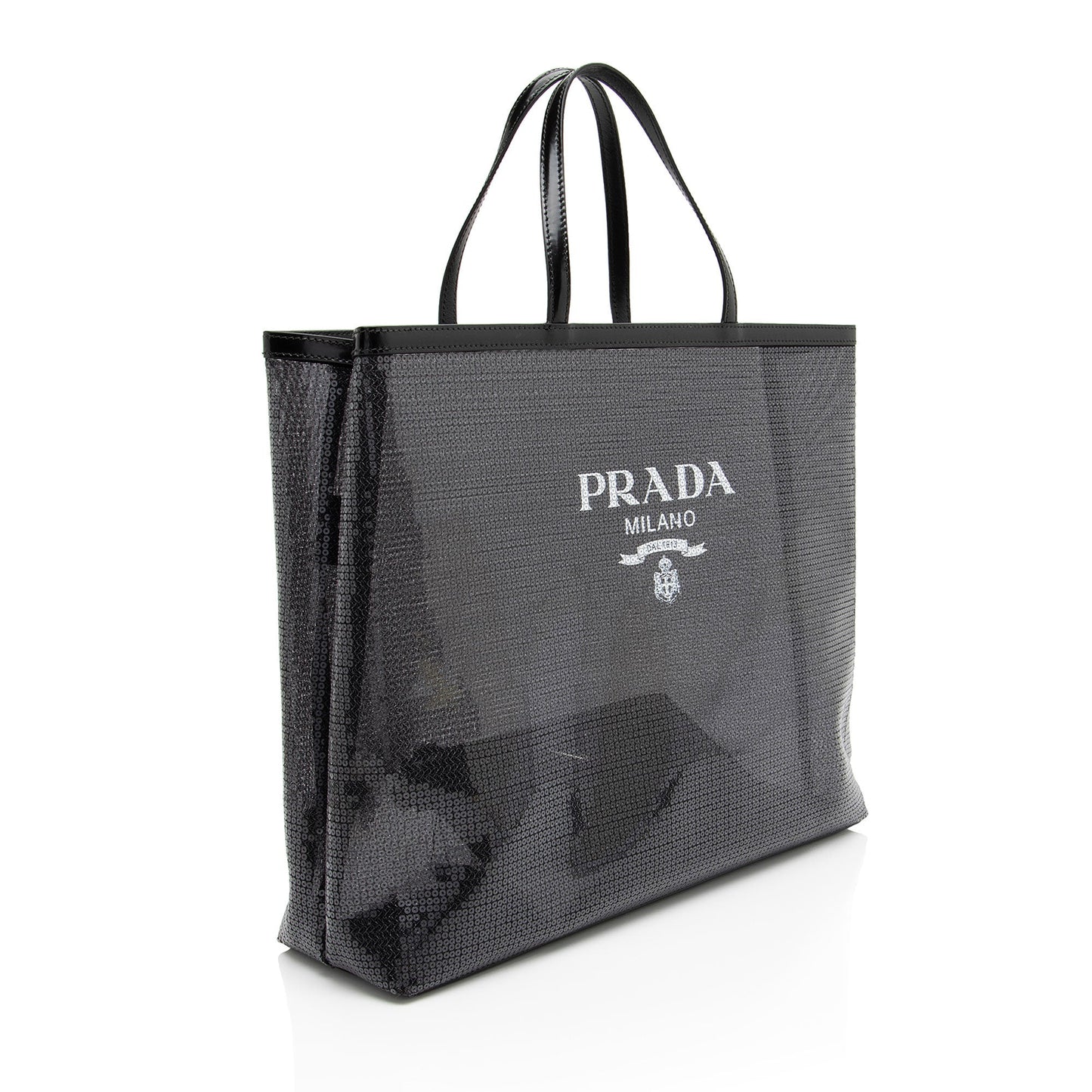 Prada Sequin Mesh Logo Large Tote