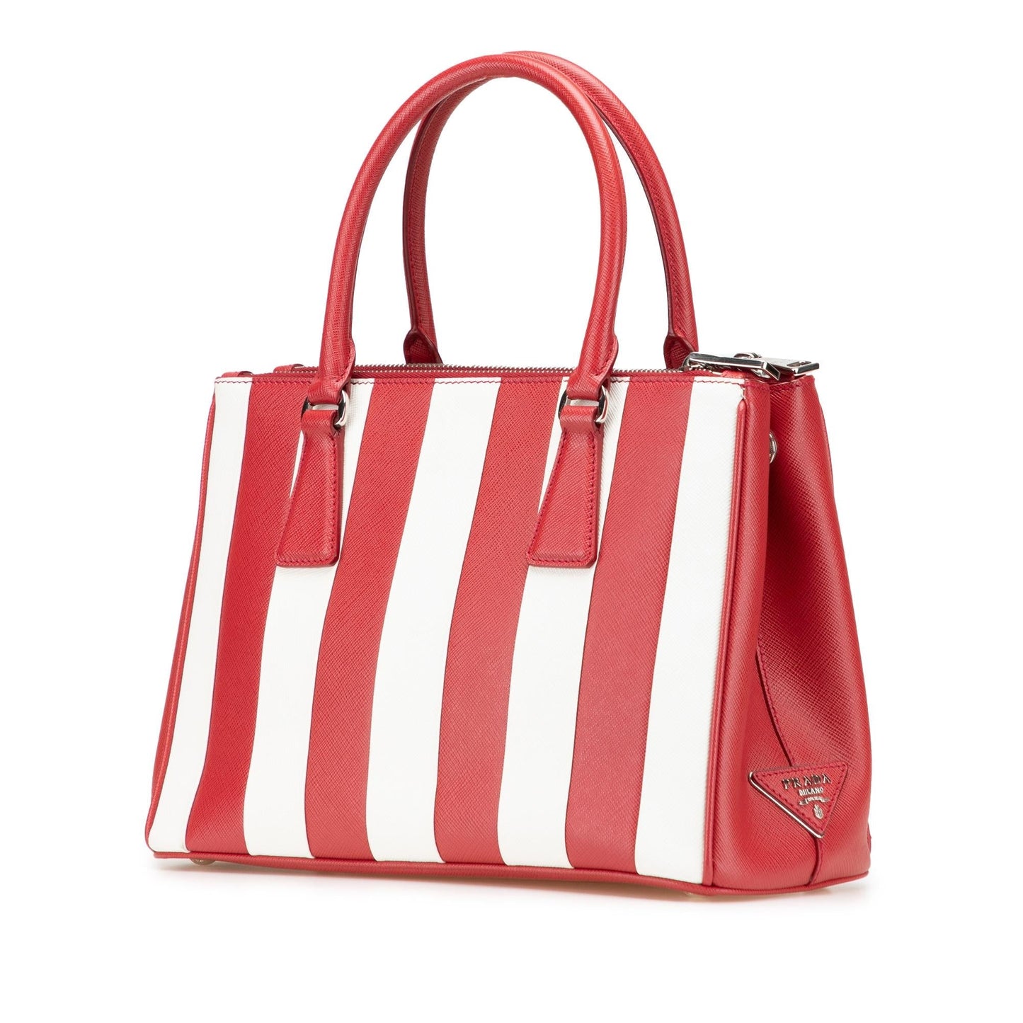 Prada Small Bicolor Saffiano Galleria Double Zip Satchel