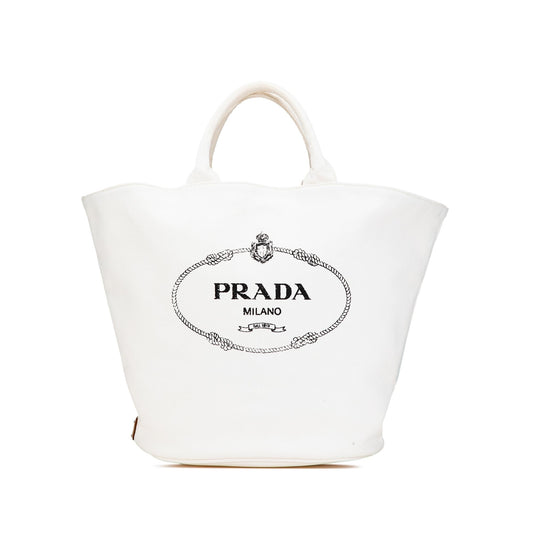 Prada Small Canvas Canapa Shopping Tote