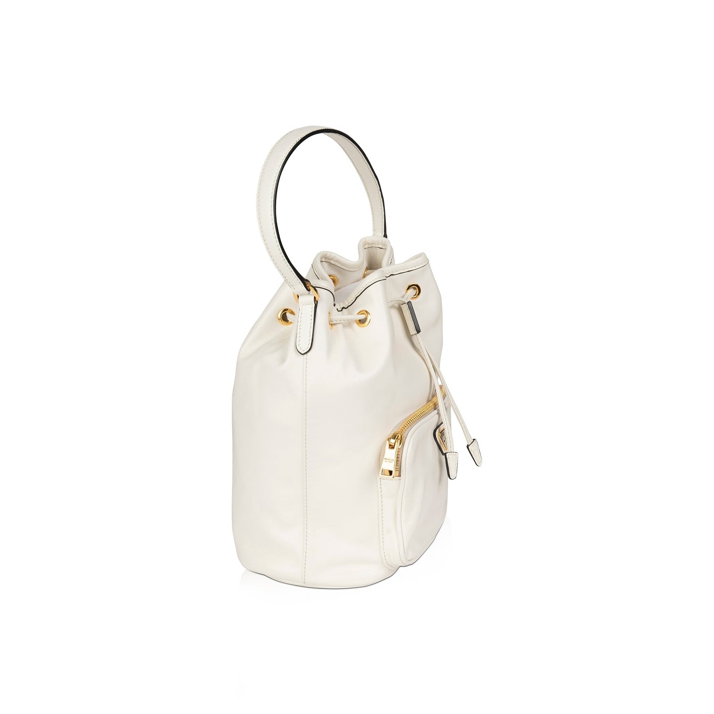 Prada Soft Calf & Saffiano Leather Mini Bucket Crossbody Bag