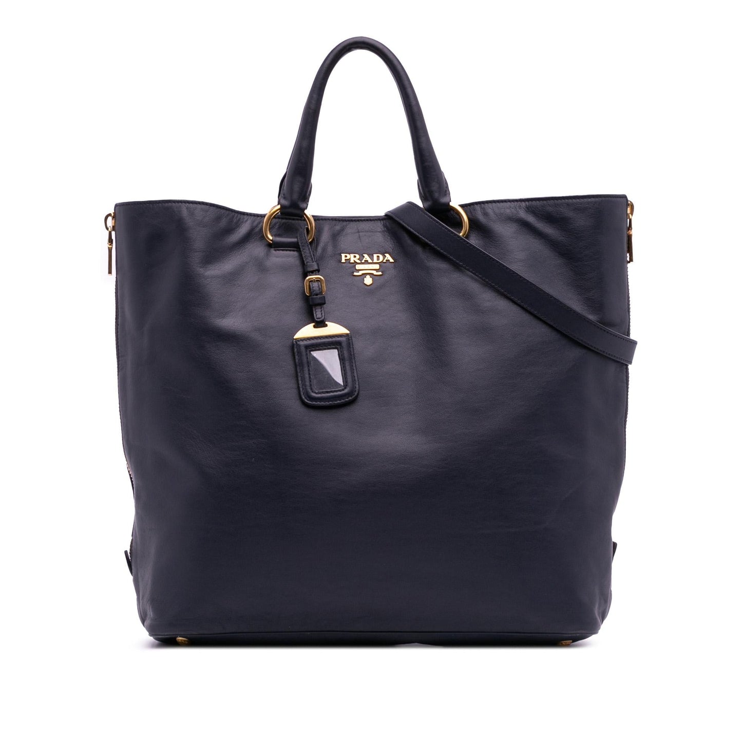 Prada Soft Calf Side Zip Convertible Tote