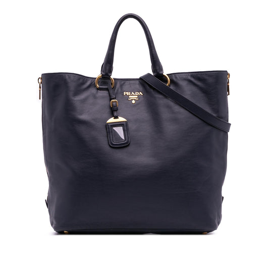 Prada Soft Calf Side Zip Convertible Tote