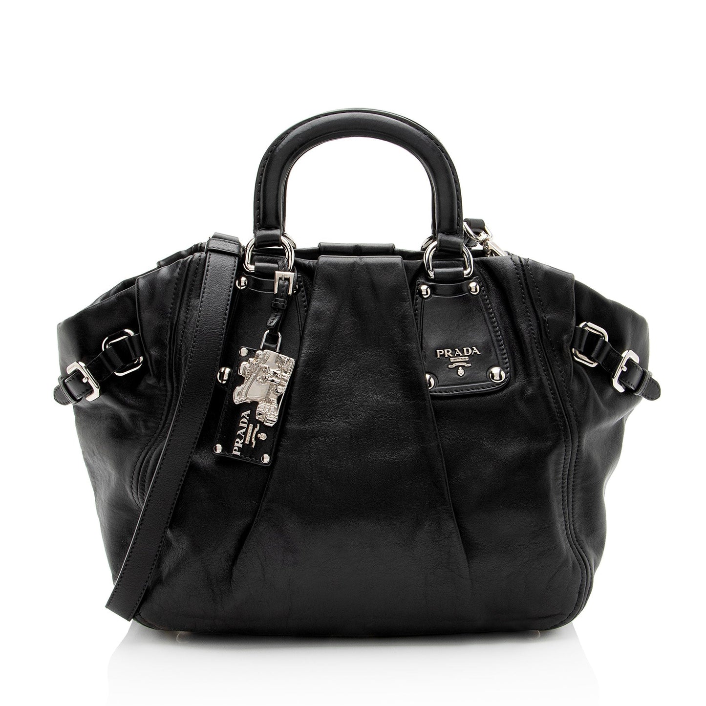 Prada Soft Calf Buckle Satchel